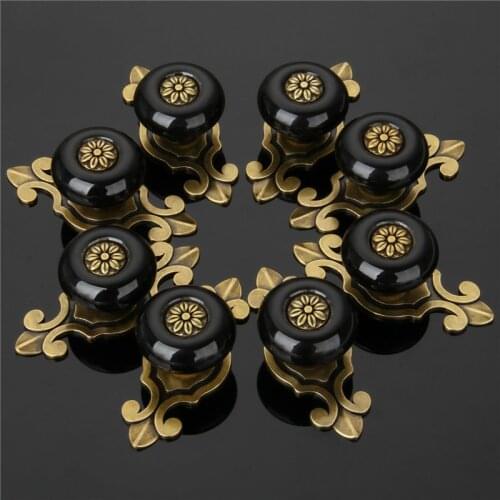 8pcs Vintage Retro Ceramic Door Knob Wardrobe Cabinet Drawer Pull Kitchen Cabinet Handle Ceramic Cupboard Handle Hot