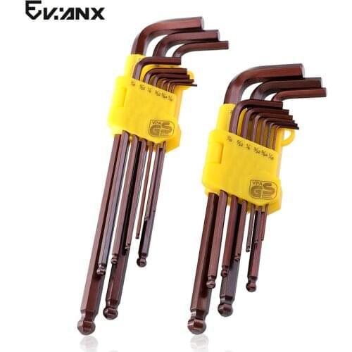 9Pcs Hex Key Wrench Set 1.5mm-10mm and 1/16''-3/8'' S2 Steel Ball Ended Hexagon Allen Key Tool Kit