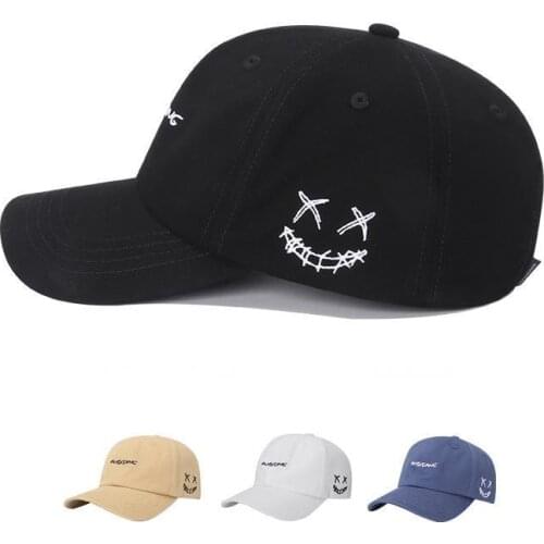 Baseball Cap Mens And Womens Fashion Popular Ins Smiley Face Embroidery Hat Outdoor Sports Outing Leisure Cap Spot