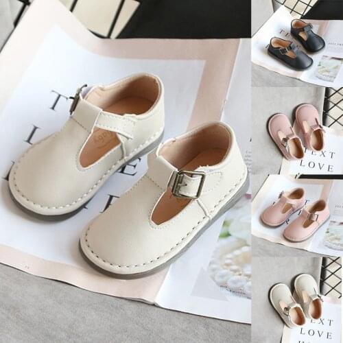 Toddler Infant Kids Baby Girl Boy Soft Leather Flat Buckle British Shoes Sandals Hook & Loop Lovely Soft Sole Solid Baby shoes