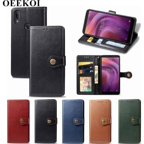 OEEKOI Pure Color PU Leather Wallet Flip Cover Case for Alcatel 3X 2019 3V 2019
