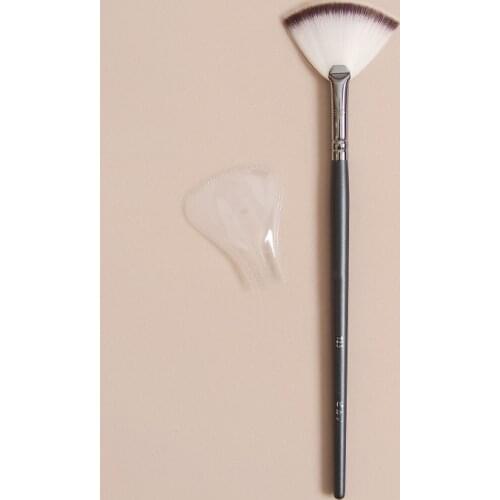 Black Long Handle Small Thin Makeup Finished Fan Powder Blush Cheek Blush Cosmetic Brush P723