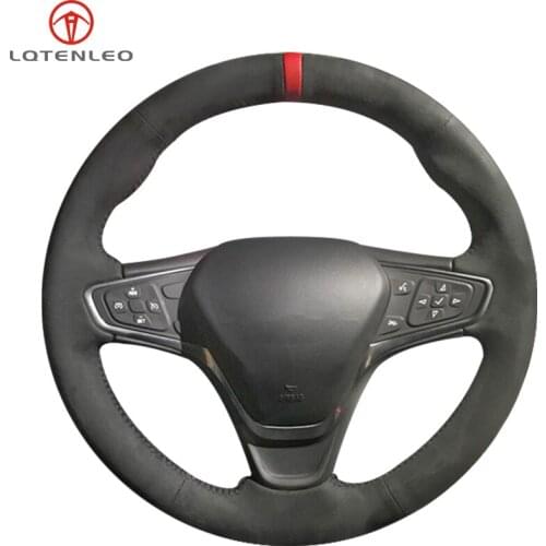 LQTENLEO Black Suede Hand Car Steering Wheel Cover For Chevrolet Malibu XL 2015-2019 Equinox 2017 2018 Opel Ampera-E 2017-2019