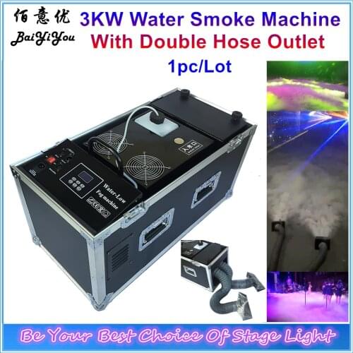 Good Quality 3000W Water Smoke Machine With Double Hose And Metal Outlet Create Dry Ice Effect Stage Ground Low Fog Machine
