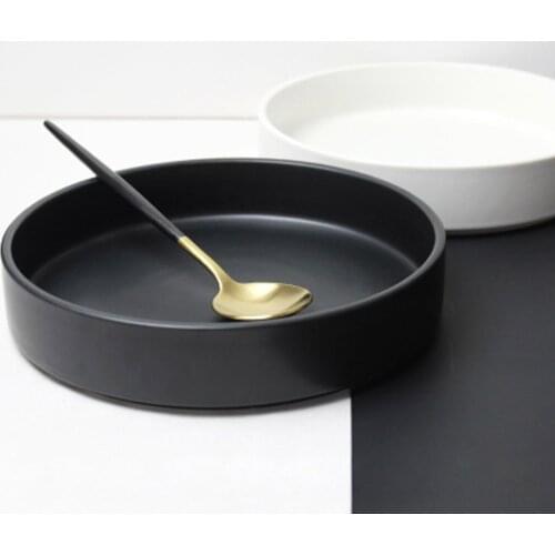 FANCITY Western-style 8-inch shallow-mouth plate, stackable Western-style dishes, soup dishes, simple dishes, deep dishes