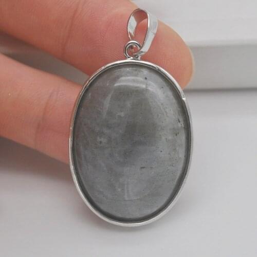 Natural Labradorite Stone Bead Oval GEM Pendant Jewelry For Gift S949