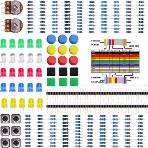 10pcs/lot Electronics component pack with resistors, LEDs, Switch, Potentiometer for Arduino for UNO, MEGA2560