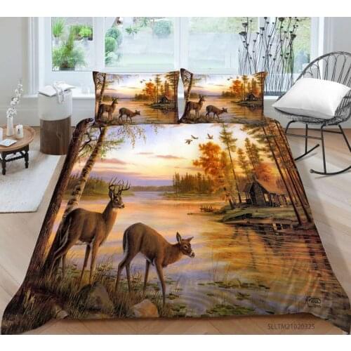 2020 Hot Style Bedding Set 3d Digital Deer Printing 2/3pcs Duvet Cover Set Single Twin Double Full Queen King Bedding