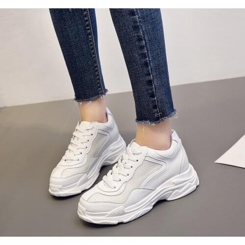 Cross Training Shoes Walking Arder Shoes For Women Leather Sport Shoes Soled Sneakers Allmatch Students Flat Shoes Fitness