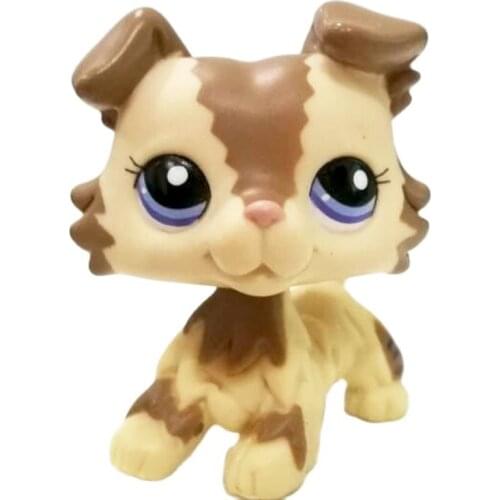 LPS CAT Real pet shop cute toys collection #2210 Dog Collie brown cream purple eyes Rare Xmas Gifts Original Free Shipping