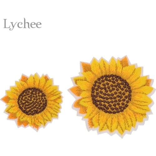 Lychee 2pcs Sunflower Patch Flower Applique DIY Sewing Supplies for Garments