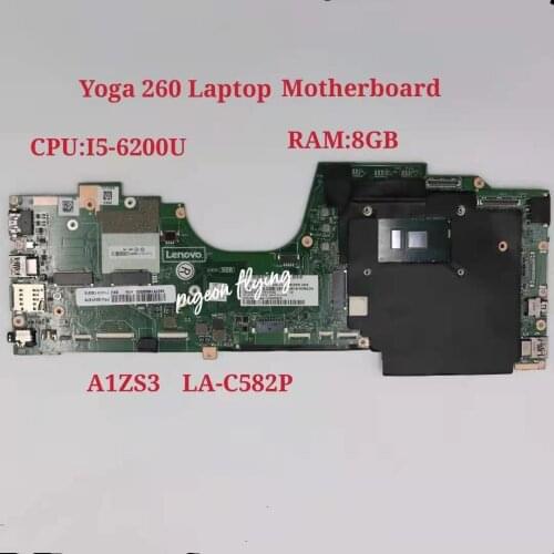 For Thinkpad YOGA 260 Laptop Motherboard CPU I5-6200U RAM 8GB LA-C582P FRU 00NY977 01LV847 00NY976 01LV848 100% Test ok