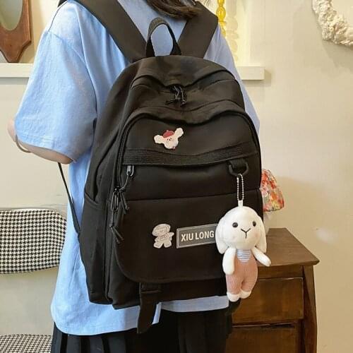 Fashion Women Backpack Nylon Solid Color School Bag For Girls Simple Large-capacity Waterproof Travel Backpacks 2021