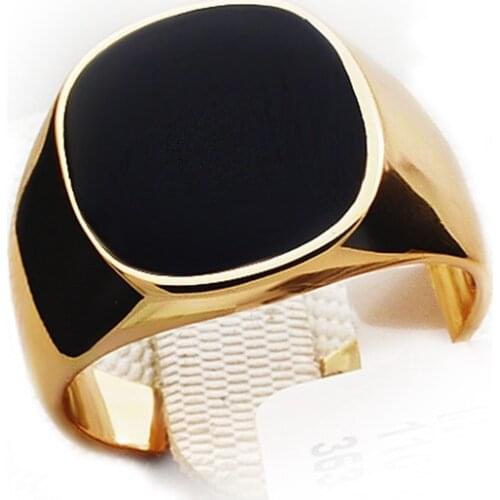 Punk Mens Silver Color Rings for Men Fashion Wedding Jewellery Gold-color Square Black Vintage Jewelry Boho Gifts Brand Italina