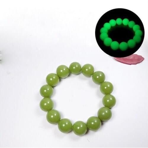 Natural 14mm Beads fluorite luminous gem stone Beads Link Elastic bracelet Glow in Dark luminous stones Bracelets Fine Jewelry