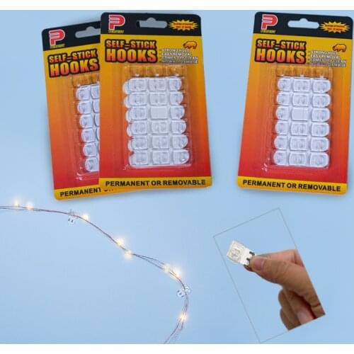 Mini Damage-Free Hooks Hanging Christmas String lights Garland Adhesive Decoration Clips