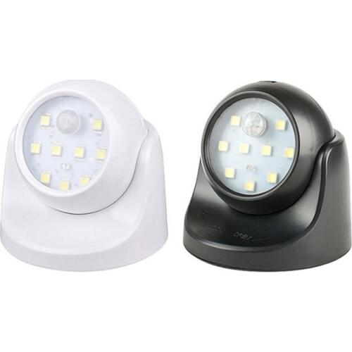 360 Degree Rotation Motion Sensor PIR Night Light Battery Powered Closet Garages Hallway Wall Night Lamp