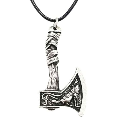 Nostalgia Wolf And Raven Slavic Amulets Talismans Norse Jewlery Odin Axe Necklace Men Pendant Viking Jewelry Wicca