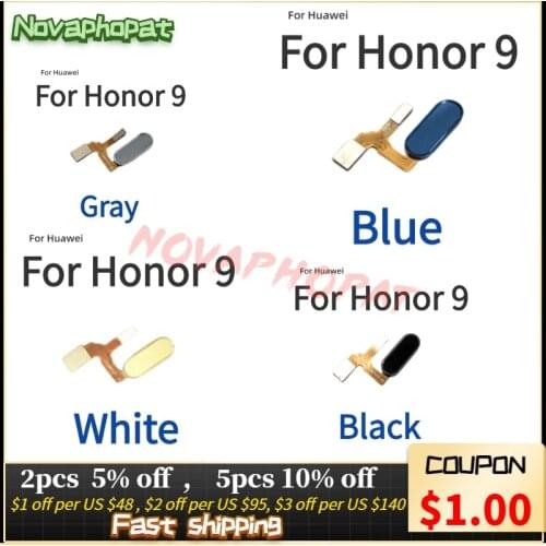 Novaphopat For Huawei Honor 9 Honor9 Fingerprint Sensor Flex Cable Home Button Unlock Finger Key Ribbon