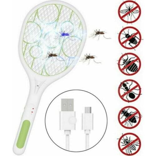 2021 New Mosquito Swatter Killer Led Light Tennis Bat Hand-Held Racket Rechargeable Electric Fly Insect Racket Zapper Killer
