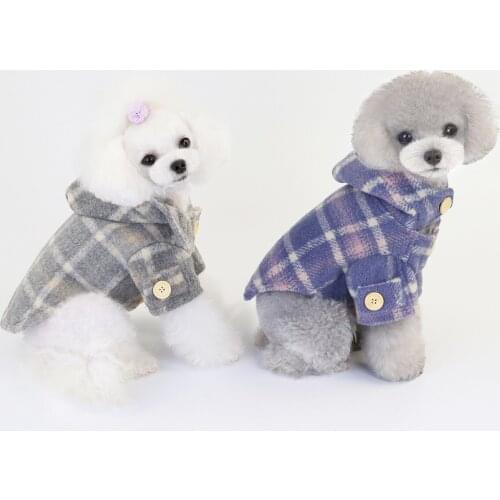 New Autumn Winter Dog Clothes For Small Dogs Boy Girl Teddy Plaid Coat Fleece Keep Warm Thick Jacket Puppy Outfit Pet Clothing