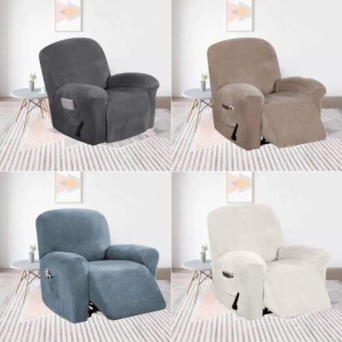 Solid Color Recliner Stretch Velvet Sofa Cover Spandex Armchair Covers Recliner Protection Pad Non-slip Lazy Boy Chair Cover