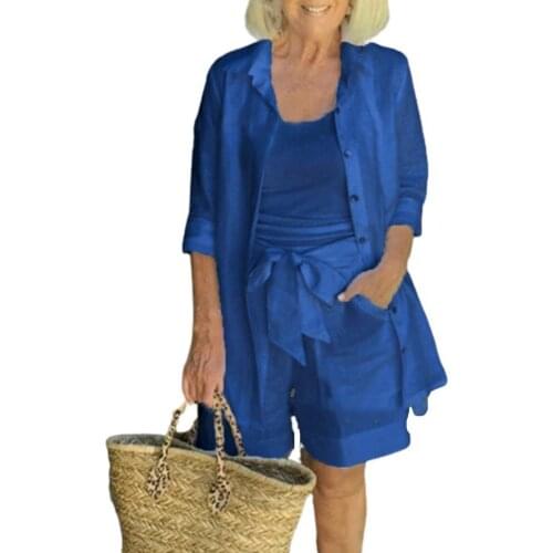 3Pcs Autumn Women Sets Solid Color Long Sleeve Cardigan Blazer Femme Camisole Shorts Suits Oversize Elegant Office Ladies Outfit