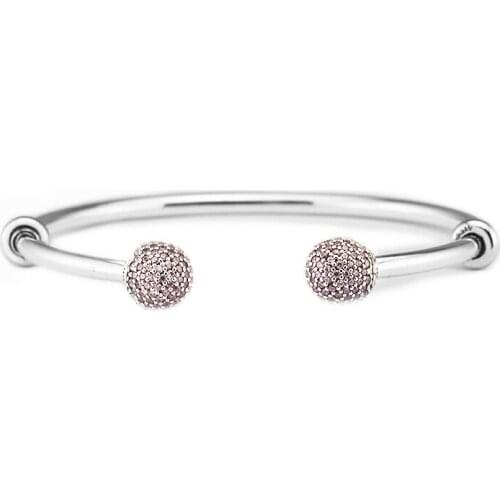 Open Bangles with P CZ 100% 925 Sterling-Silver-Jewelry Free Shipping