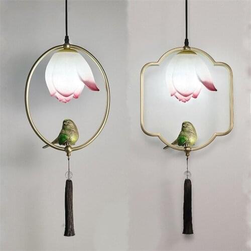 Chinese Style Pendant Lamp Lotus Bird Deco Balcony Aisle Corridors Light Fixtures Restaurant Parlor Study Cafe Pendant Lights