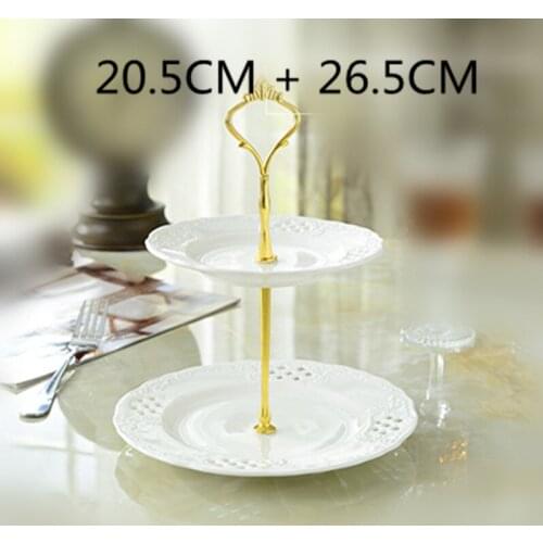 Embossed Ceramic Double-Layer Fruit Tray Ceramic Cake Plate Living Room Table Dessert Candy Dish English Afternoon Tea Plate