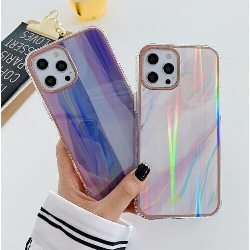 Luxury Laser Gradient Colorful Phone Case For iPhone 12 Mini 11 Pro Max XR X XS Max 7 8 Plus SE 2020 Soft IMD Acrylic Back Cover