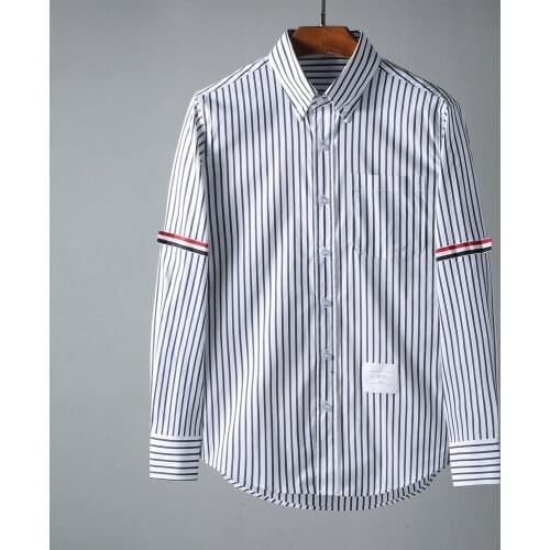 New Nice Men Oxford Classic Colorful striped Fashion Cotton Casual Shirts Shirt high quality Pocket long-sleeves Top M 2XL D109
