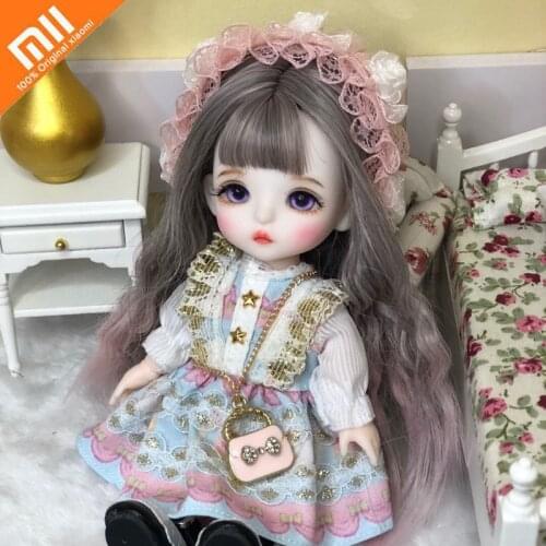 Xiaomi BJD Doll Beauty Girl 8 Moveable Joint Dolls Long Hair 3D Eyes Bjd Toy Little Girl Dress Up Make Up Toys Girls Gift Dolls