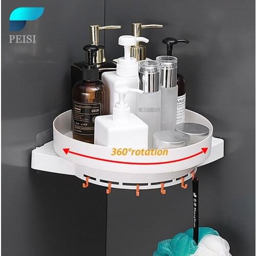 PEISI 360 Degree Rotating Bathroom Storage Rack Organizer For Cosmetics Organizer For Kitchen Storage Holder Bathroom Shelf