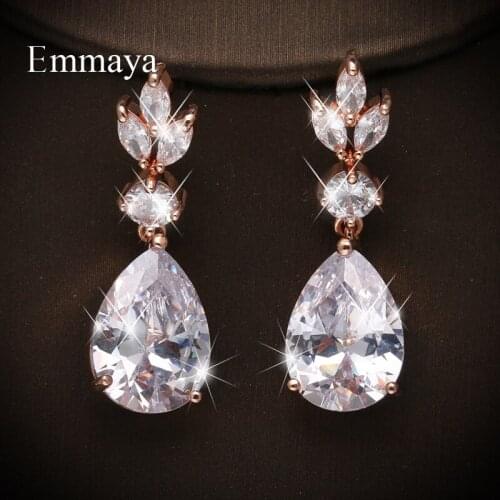 Emmaya Dazzling Waterdrop Shape AAA Zirconia Design Earring Women Bridal Wedding Party Fashion Statement Distincitive Jewelry