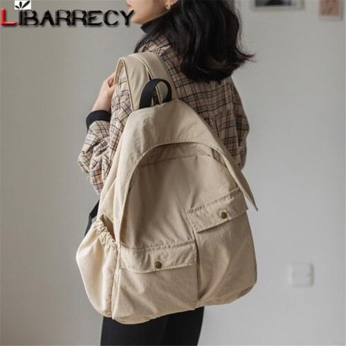 New Style Large Capacity Ladies Backpack Pure Color Designer Womens Bookbag High Quality Nylon Teenager Fashion Travel Backpack