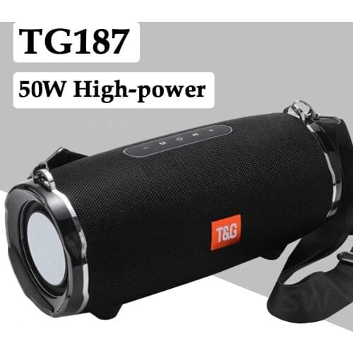 50W High Power Waterproof Portable Column For PC Computer Speakers Subwoofer Boom Box Music Center FM TF TG187 Bluetooth Speaker