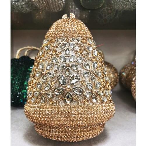 Xiyuan jewelry Emerald Green Women Crystal Clutch Evening Bags Gala Dinner Party Ladies Minaudiere Handbag and Purse For Wedding