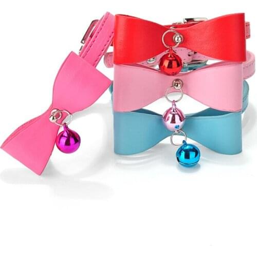 XPangle Soild Dog Collar Leather for Small Dogs Pet Necklace Adjustable Cat Collar for Chihuahua Puppy with Tie PU Dog Collar