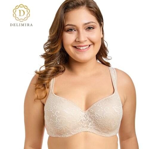 Delimira Womens New Embroidered Underwire Full Coverage Balconette Bra