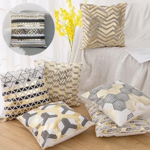 Gold Pillow Case Black And White Golden Painted Pillowcase Decorative Christmas Cushion Cover For Sofa Case Pillows Cover
