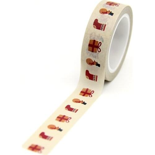 1PC 15MM*10M Christmas Gifts Boots Washi Tape stickers Scrapbooking DIY Craft Sticky Decorative Adhesive Masking Tape