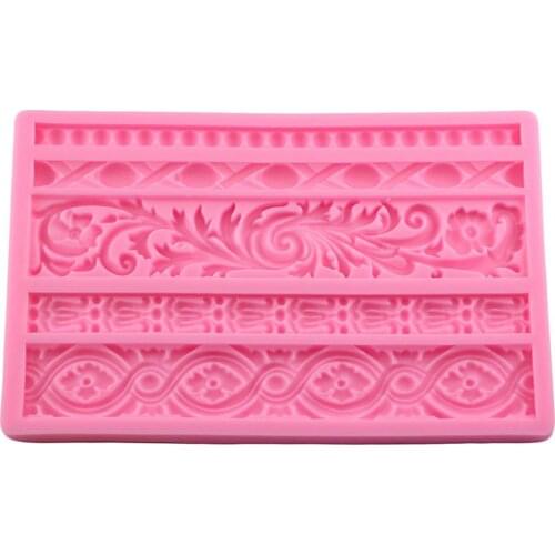 1pcs Baroque Reel Embossed Cake Border Silicone Mould Fondant Cake Decoration Candy Chocolate Mould