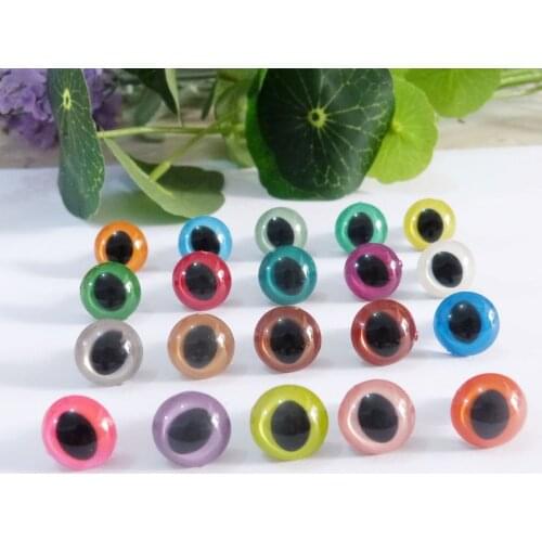 100PCS-- 9/10/12/13/14/15/16/18mm handcraft paint cat eyes plastic safety toy eyes & white hard washer--20 COLORS OPTION
