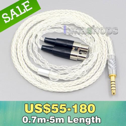 99% Pure Silver 8 Core 2.5mm 4.4mm 3.5mm XLR Headphone Earphone Cable For Audeze LCD-3 LCD-2 LCD-X LCD-XC LCD-4z LCD-MX LN006452