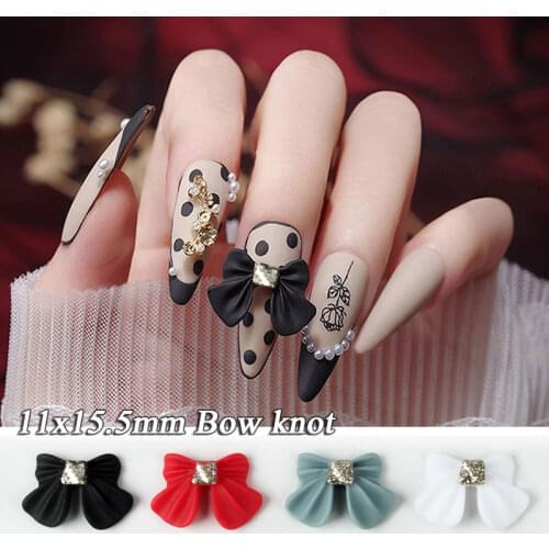 Hot sale Matte Resin Bow knot 11x15.5mm Nail Art Rhinestones DIY Decorations Manicure Accessories 30/100pcs