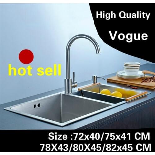 Free shipping Apartment kitchen manual sink double groove 304 stainless steel large hot sell 72x40/75x41/78X43/80X45/82x45 CM