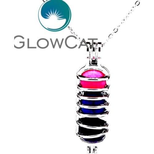 Ch-LL551 Bright Silver Gas Tank Beads Cage Pendant Essential Oil Diffuser Pearl Cage Locket Necklace Boys Kids