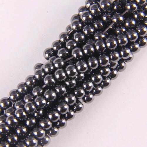 4MM Black Magnetic Hematite Healing Loose Beads 16 Inch Jewelry For Woman Gift Making B094