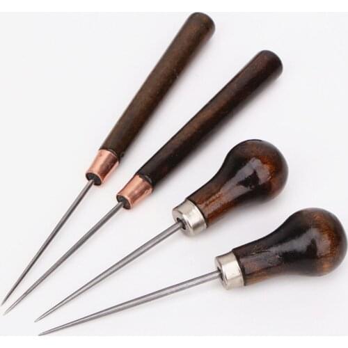 Color Leather Craft Tip Awl Hand Sewing Tool Leather Edge Slicker Kit Awl Hole Puncher Positioning Drill Tools Accessories